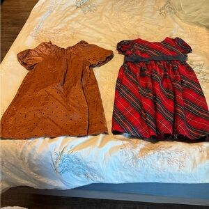 Max Studio Red Plaid and Zara Brown Polka Dot Kids Dresses